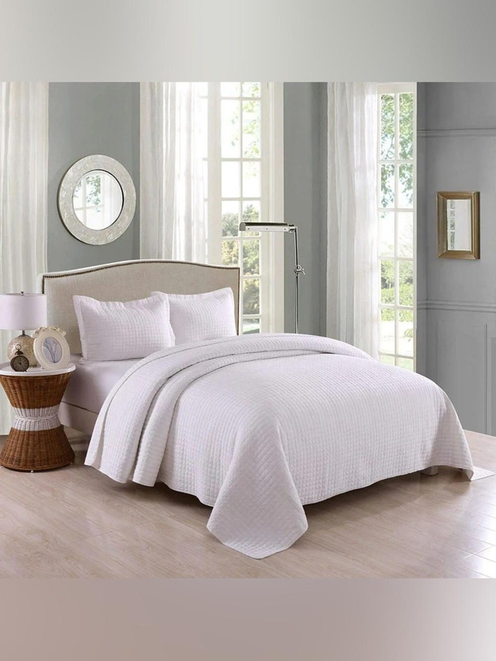 Classic White Quilted Bedspread Set - Home Bedding